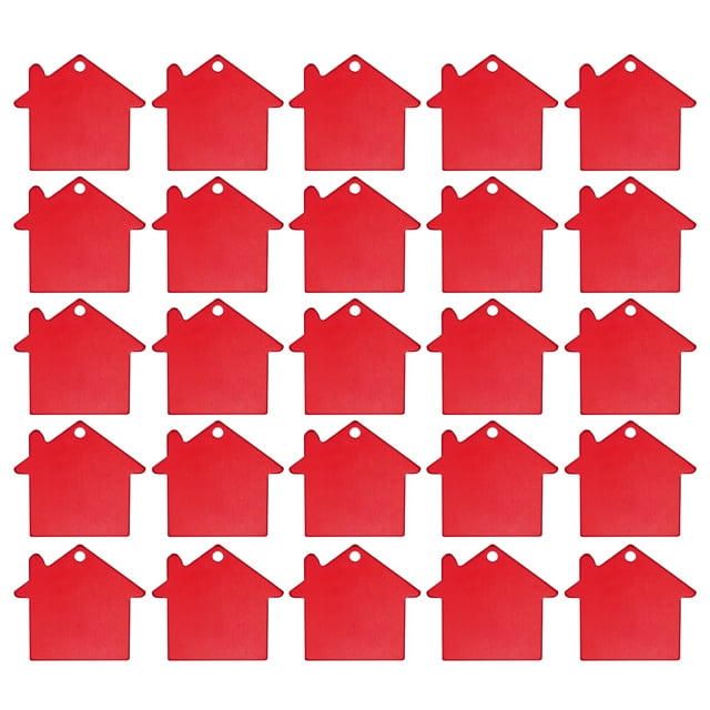 Unique Bargains House Shape Blank Tags Metal Stamping Tag Blank Dog ID Tags, Red Engraving Tags, 25 Pack