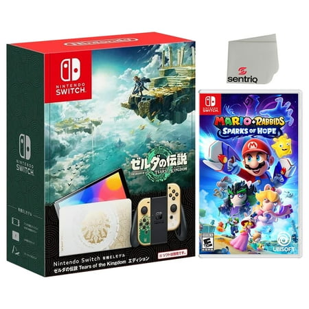 Nintendo Switch OLED Legend of Zelda: Tears of the Kingdom Edition 64 GB with Mario Rabbids, Black