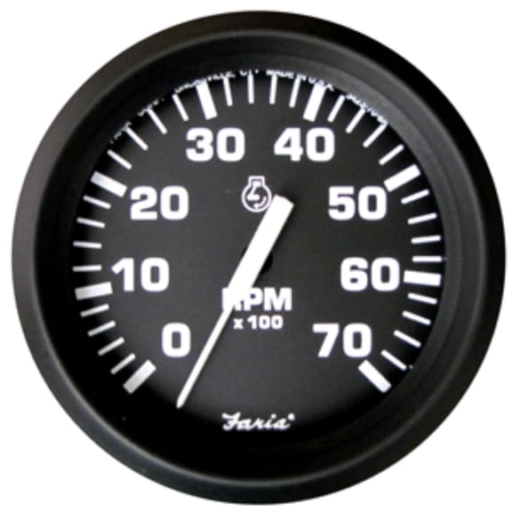5" Black and White 4in Tachometer - 7,000 RPM Gas - All Outboard