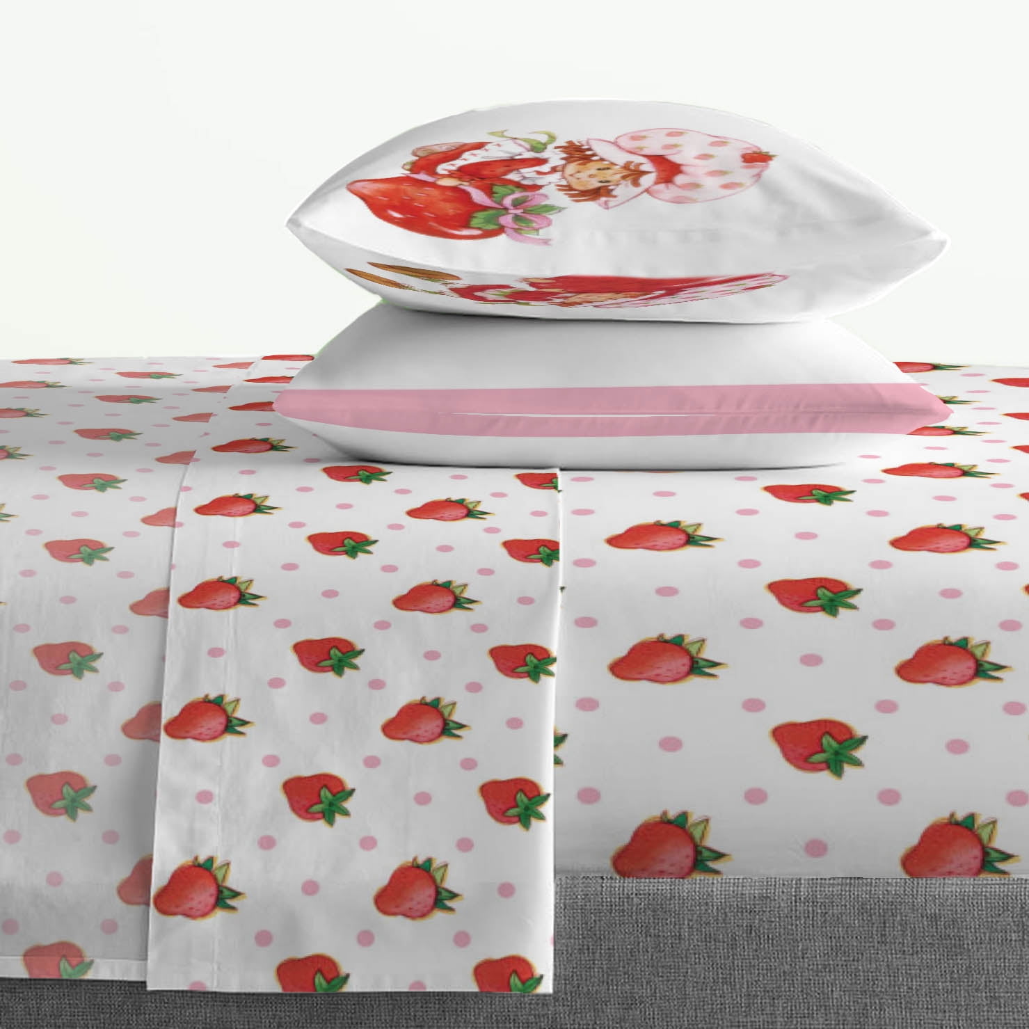 Free Shipping! Strawberry Shortcake Queen Microfiber Sheet Set