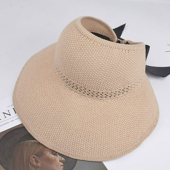 Bunenne Sun Hats for Women Beach Hats for Women Straw Hat Ladies Cycling Hat Floppy Beach Cap Hat Baseball Caps Sun Visors for Women Derby Hats for Women Kentucky Derby Hats for Women Beige One Size