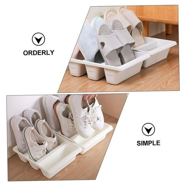 3 piezas de bandeja de almacenamiento para zapatos, estantes de almacenamiento, zapatero de plástico para entrada, caja organizadora de plástico, estante de almacenamiento para zapatos