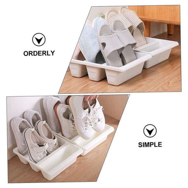 3 piezas de bandeja de almacenamiento para zapatos, estantes de almacenamiento, zapatero de plástico para entrada, caja organizadora de plástico, estante de almacenamiento para zapatos