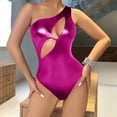 thumbnail image 4 of Cxenplz Women's Metallic One Piece Bodysuit Cut Out One Shoulder Leotard Tank Top Clubwear Outfit, 4 of 6