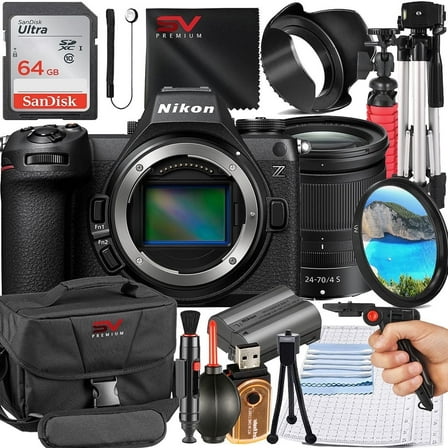 Nikon Z6 III Mirrorless Camera with 24-70mm Lens   SanDisk 64GB Memory Card   Pistol Grip Tripod   SV Premium Accessory Bundle
