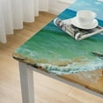 thumbnail image 5 of nygtbtfer Square Vinyl Fitted Tablecloth, Beach Decor Print Polyester Table Cloth, Tropical Ocean Scenery Palm Trees Fishing, Fit Round Tables , Home Kitchen Dining Table Decoration white, 5 of 8