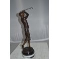 thumbnail image 3 of Nifao Golfer on Marble Bronze Statue – Home Office Decor Sculpture, 8"L x 8"W x 22"H, 3 of 12