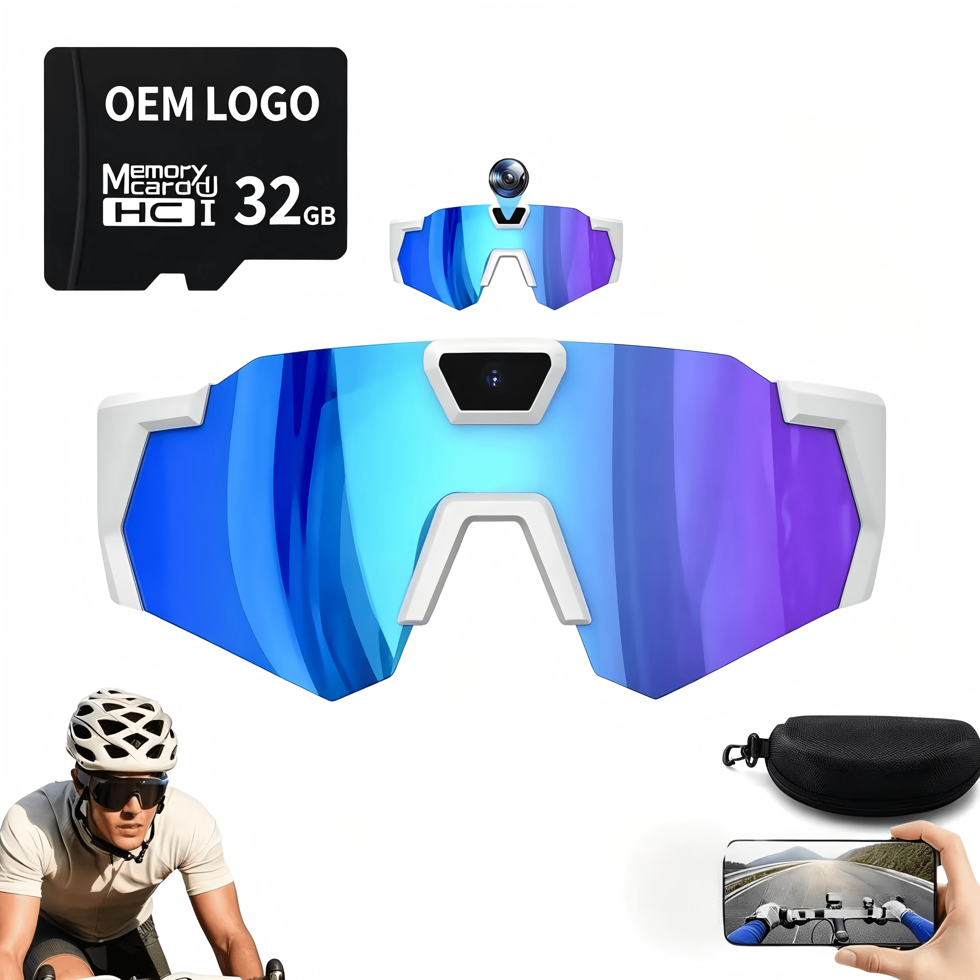 4K HD Video Camera Baseball Glasses with Camera POV Pro Sports Glasses Recording Action Cameras Sunglasses 2026 Upgrade Smart Video Recording Glasses for Action Sports with Memory (Black B)