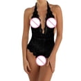 thumbnail image 3 of Gibobby Ropa interior mujer Lencería para mujer, enterizo de peluche con entrepierna a presión(Negro, XG), 3 of 4