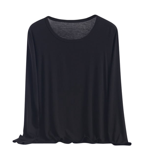 Plebaso Hauts de Pyjama pour Femmes Grande Taille Manches Longues Col Rond Tee de Pyjama Ample Confortable Vêtements de Nuit T-Shirts