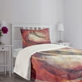 thumbnail image 5 of Ambesonne Antique Quilted Bedspread Set 2 Pcs, Grunge Circles, Twin Size, Red Yellow, 5 of 6