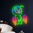 thumbnail image 2 of Handmadetneonsign Alien Lifting Ice Cream Neon Sign, Alien Lifting Cream LED Light, Alien Gym Sign, 2 of 5