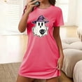 thumbnail image 2 of Tnhcen Family-Friendly Halloween Sleepwear Plus Size Funny Cartoon Print Short Dress Round Neck Short Sleeve Stretchy Polyester Spandex S-2XL for All Ages, 2 of 5