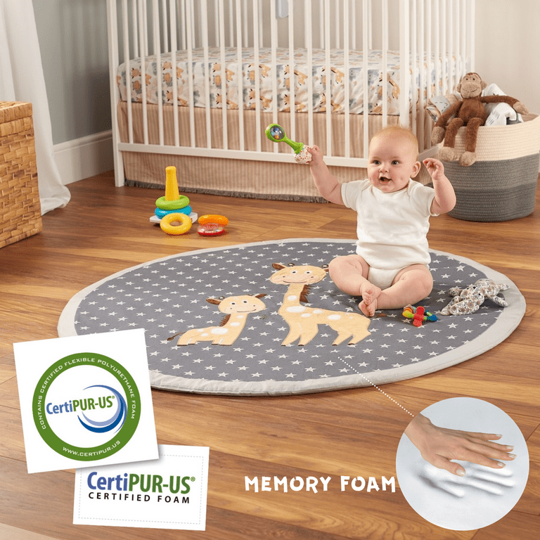 Muslin Baby Play Mat | Playpen Mat - Large Padded Tummy Time Activity Mat  for Infant & Toddler, Grey