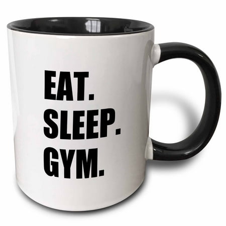 3dRose Eat Sleep Gym - text gift for exercise and keep fit fitness enthusiast - Two Tone Black Mug,
