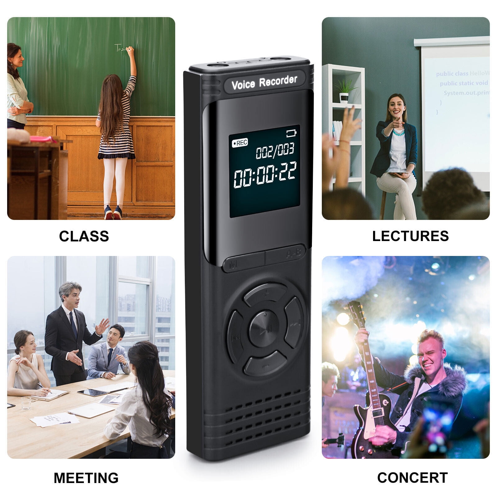 MP3 Player Voice Recorder with Playback, Portable Audio Recorder Dictaphone USB Charge