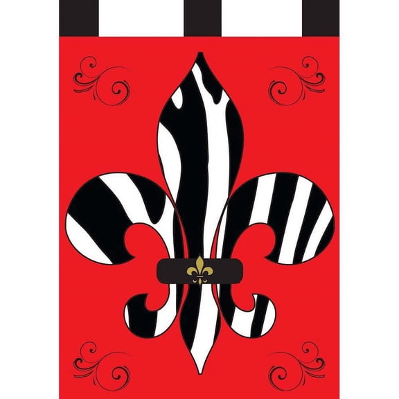 Jozie B 297 Zebra Fleur De Lis Flag, Large