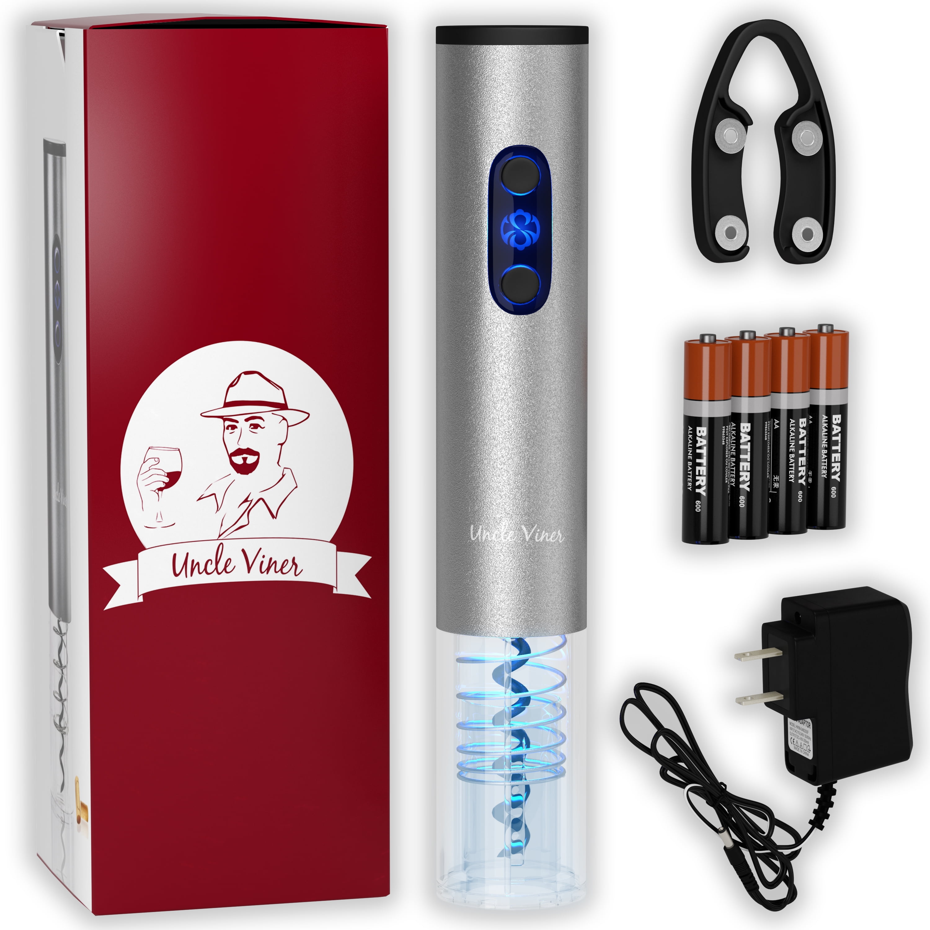 Electric Wine Opener Set Uncle Viner with Charger & Batteries Gift