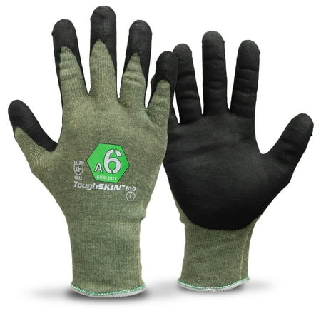 Truline ToughSkin 610 Nitrile Coated Cut Resistant Gloves, Green, Size M, Case of 144