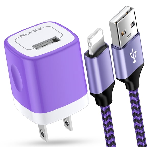Compatible with iPhone Charger,Fast Charging AILKIN with Cable Cords 6ft Usb Charger Block Charging Block Compatible with iPhone 14/13/12/11/10 Charger,Purple