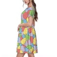 thumbnail image 2 of Balery Colorful Easter eggs Vestidos sueltos de manga corta para mujer, vestidos de verano 2025, vestidos casuales de corte A con vuelo., 2 of 6