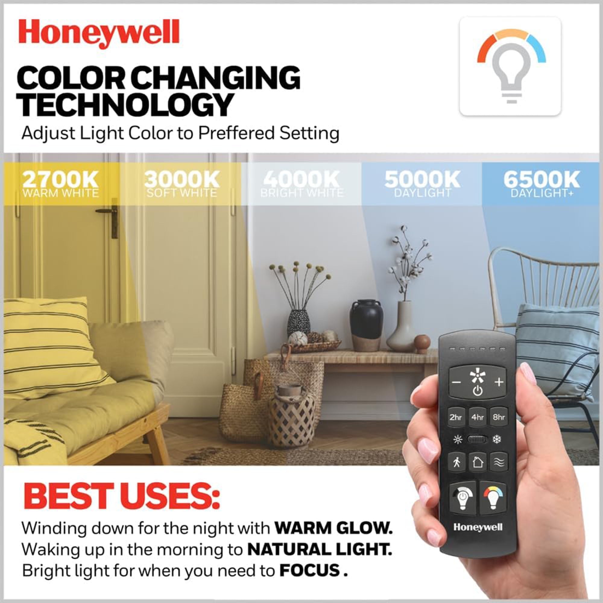 Honeywell Xerxes 70" Ceiling Fan w/ Remote Control, & Reversible Blades, Black