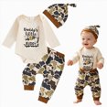 thumbnail image 2 of HFHAPW Newborn Baby Boy Thanksgiving Outfit My First Thanksgiving Romper Turkey Long Pants Hat 3Pcs Clothes Set 0 3 6 9 12 18 24 Months(Beige,6-9 M), 2 of 9