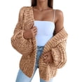 thumbnail image 2 of Womens Chunky Cardigan Cable Knit Oversized Open Front Cardigan Sweaters Khaki S, 2 of 6