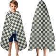 thumbnail image 3 of Navy and Beige Checkerboard Pattern Hooded Bath Towel，60"x35" for Ages 3 To 12 Kids, Quick Dry Lightweight Soft Microfiber Hood Beach Towel Cover Up for Kids, 3 of 7