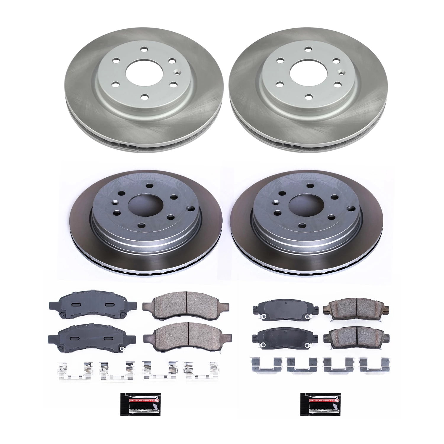 PowerStop Front and Rear Semi-Coated Rotor and Low-Dust Ceramic Brake Pad Kit SC4466