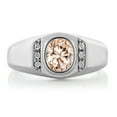 thumbnail image 2 of Gem Stone King 1.06 Ct Oval Peach Morganite White Created Sapphire 925 Silver Men's Ring, 2 of 6