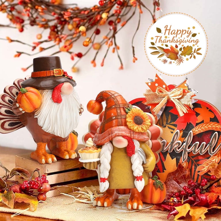 Wooden Gnome Decor Sign - 'Happy Fall Y'all' Thanksgiving Seasonal Decoration, 5x5 Inches