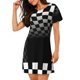 thumbnail image 2 of Disketp 3d Black and White Checkerboard Tunnel para Camisón Corto de Manga Corta para Mujeres, Camisón Cómodo con Escote Redondo, Bonito y Confortable, 2 of 6