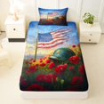 thumbnail image 3 of Manfei Poppy Floral Twin Sheets,Memorial Usa Flag Bedding,Red Gold,3pcs,1 Fitted Sheet and 1 Pillowcase, 3 of 6