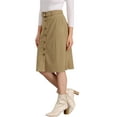 thumbnail image 4 of INSPIRE CHIC Women's Corduroy Skirt High Waist Button Front Belted Midi Skirt Tan M, 4 of 6