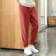 thumbnail image 3 of Bocqde Mens Pants Plus Size Lightweight Comfy Elastic Waist Drawstring Trouser Solid Color Casual Jogger Pants for Men, 3 of 5