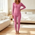 thumbnail image 2 of Edvintorg Matching Sets Women Plus Size Fashion Crew Neck Long Sleeve Top and Pant Thermal Fleece Outfits 2 Piece Loungewear Women Clothing Hot Pink XS, 2 of 9
