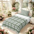 thumbnail image 5 of Manfei Green White Plaid Twin Sheets,Vintage Check Bedding,3 Pieces,1 Flat Sheet,1 Fitted Sheet and 1 Pillowcase, 5 of 6