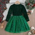 thumbnail image 6 of NIEWTR Toddler Baby Girl Christmas Dress Star Sequin Tutu Dresses Long Sleeve Tulle Dress Princess Dresses for Birthday Party 1-11Y Layered Tulle Dress(Green,1-2 Years), 6 of 9