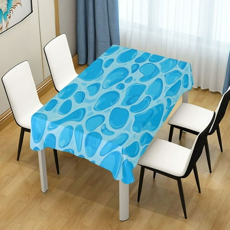 

54x72 Inch Tablecloth Polyester Square Tablecloth for Home Kitchen Dinner Decor Blue Water Texture Pattern