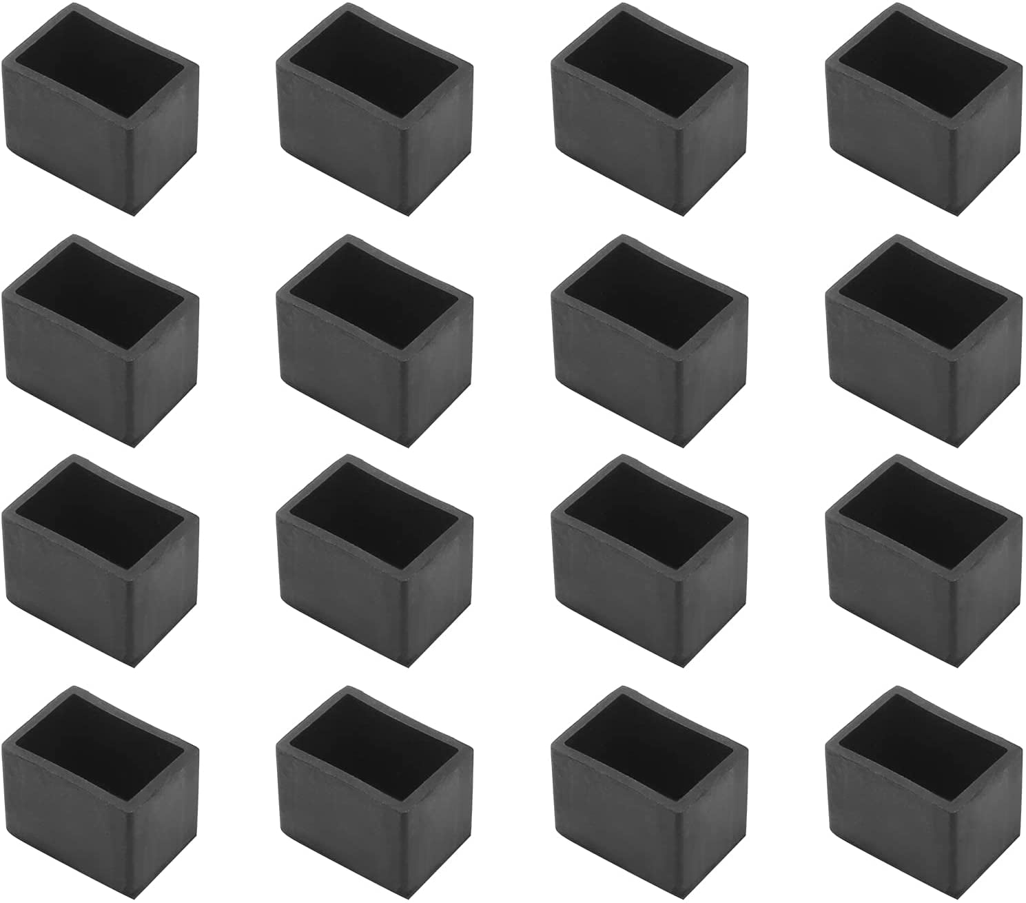 16 Pcs Rectangle Rubber Chair Leg Covers, Black Chair Leg Caps
