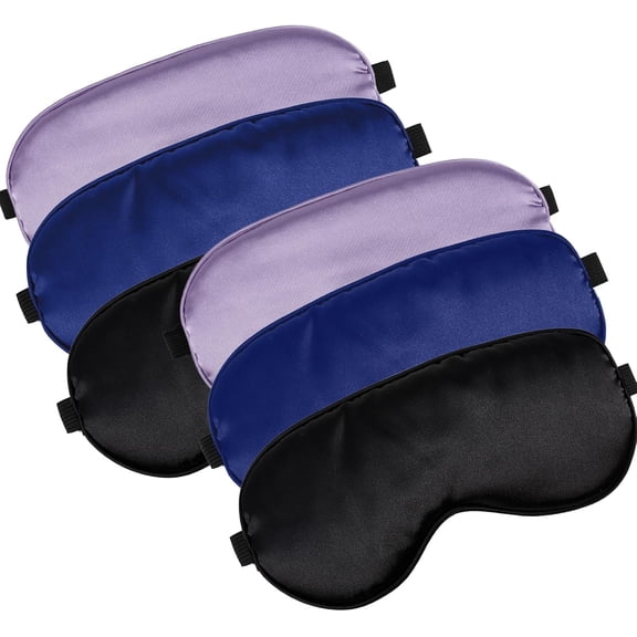 6 Pack Silk Sleep Mask,Silk Eye Mask for Sleeping,Soft Adjustable Strip Eye Cover,Soft Satin Blackout Eye Masks for Women Men,Blindfold Eyeshade for Night Sleep Travel(Black Dark Blue Purple)