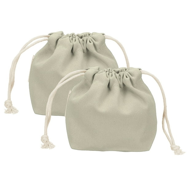 Uxcell 2 Pcs Bolsa de Maquillaje con Cordón, Bolsa Cosmética de Lona de 4.7" para Organizador de Artículos de Tocador de Viaje, Gris