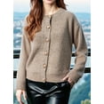 thumbnail image 6 of Women Open Front Cardigan Sweaters Long Sleeve Button Down Jacket Fall Clothes Winter Coats Khaki L, 6 of 7