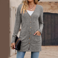 thumbnail image 6 of Women's Fall Vertical Stripes Cardigan Lightweight Soft Knit Casual Cardigan for Women Long Sleeve Fashion Button Down Duster Open Front Coat with Pockets, 6 of 8