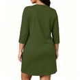 thumbnail image 3 of Plus Size Women's 3/4 Sleeve Nightgown Round Neck Mini Sleep Dresses Fall Casual Loose Loungewear Dress L-5XL, 3 of 6