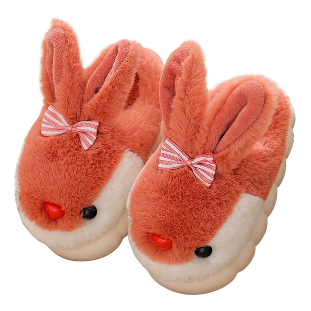 KIHOUT Toddler Slippers Children's Winter Rabbit Boys/Girls' Warm Non Slip Home Plush Slippers