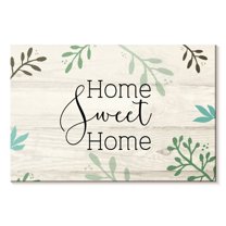 Elephant Stock Home Sweet Home Foliage Wall Sign Wall Art - Horizontal Canvas Wall Art - Living Room Wall Decor - Wall Signs Canvas - Beige And Black Decor By Susan Jill - 24" x 16"
