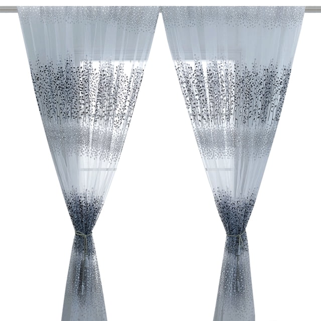 FLhrweasw Cortinas Tul Con para Sala Estar Media Ventana Opaca (gris)