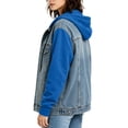 thumbnail image 6 of Hvogkswy Hooded Denim Jacket for Women Long Sleeve Button Down Jean Jacket with Multi-Pocket Fall/Winter Casual Warm Denim Jacket, 6 of 8